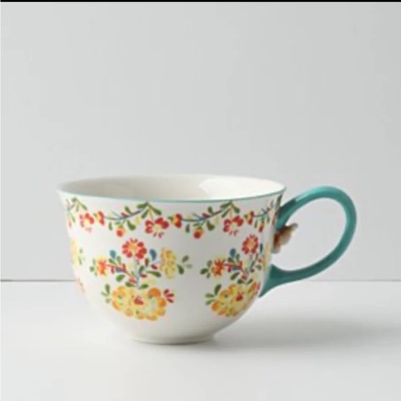 RARE Set of 3 Anthropologie Cadiz Coffee Cups Mugs Bohemian Folk Floral Design, - Picture 4 of 9